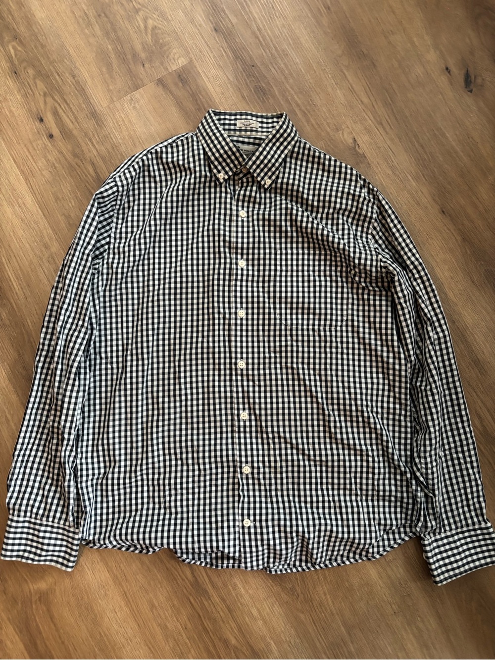 Peter Millar Classic Black and White Gingham Button-Down Shirt - Men